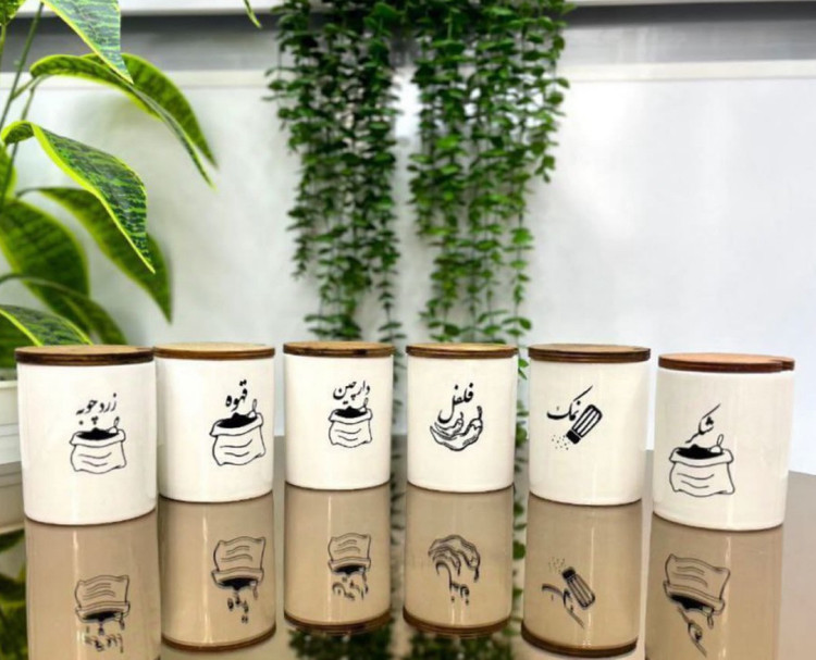 ظرف بانکه ادویه جات سرامیکی