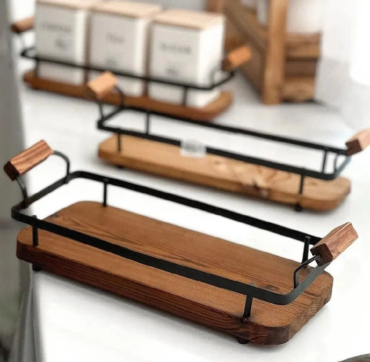 سینی چوبی مستطیل پذیرایی و پاسماوری چوب ترمو