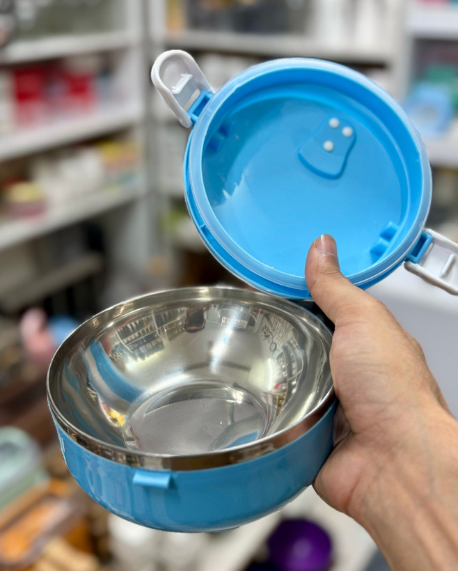 ظرف غذا کودک استیل دسته دار