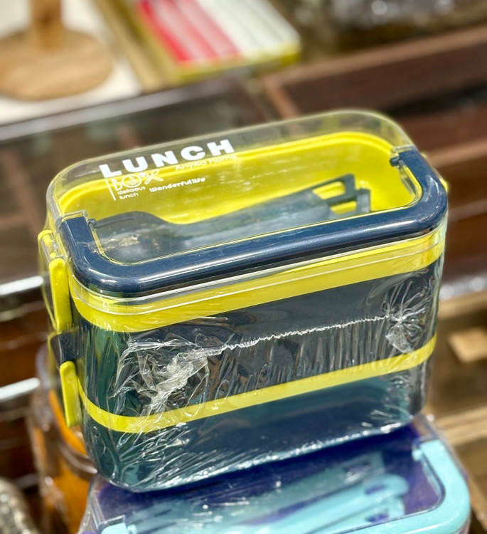 ظرف غذا دو طبقه قاشق دار