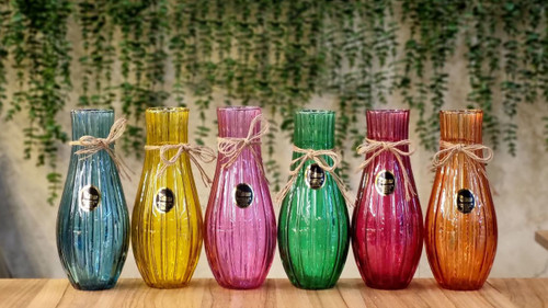 گلدان شیشه ایی رنگی دکوری