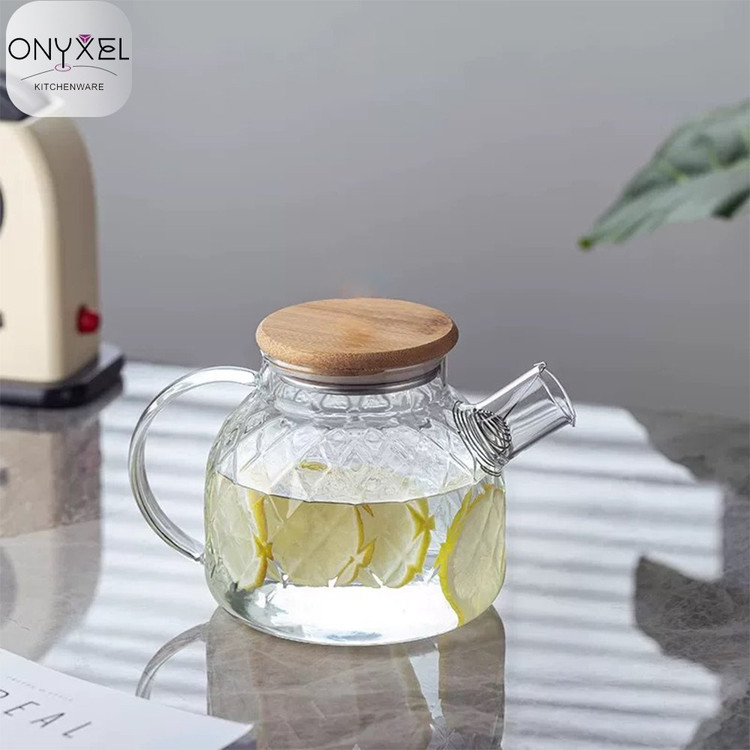 قوری پیرکس درب چوبی شعله مستقیم