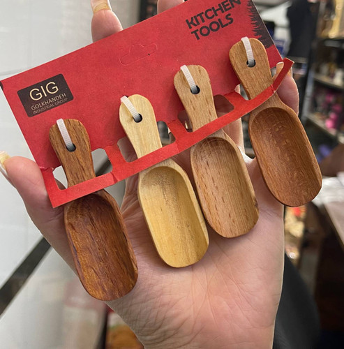 قاشق پیمانه چوبی