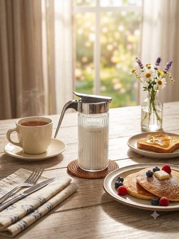 شکر پاش شیشه ایی دسته دار top home ارتفاع ۱۱ سانت